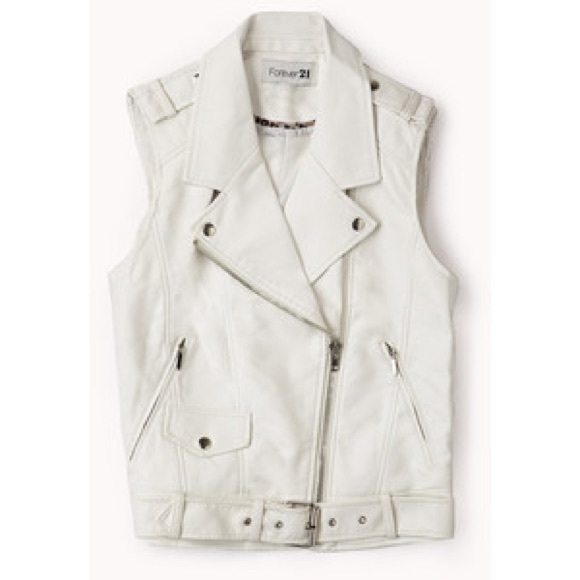 Forever 21 Jackets & Blazers - Forever 21 White Moto Vest